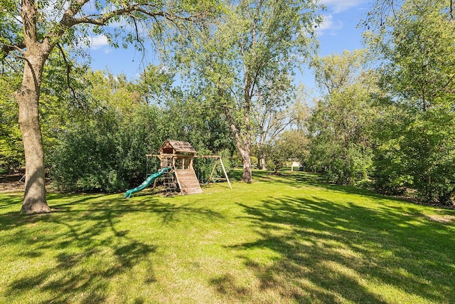 view of yard with a playground