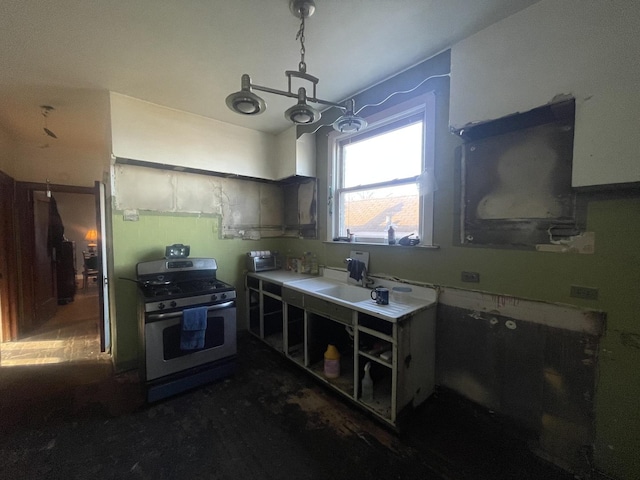 kitchen featuring stainless steel gas stove