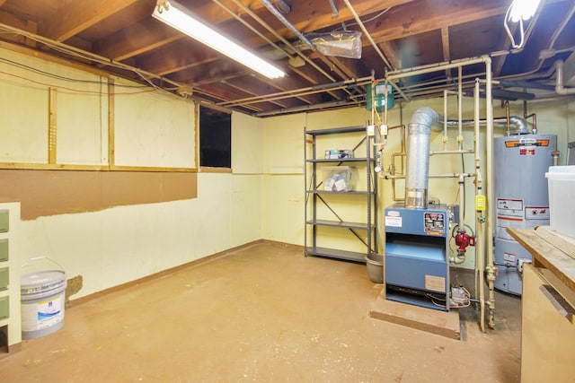 basement with gas water heater