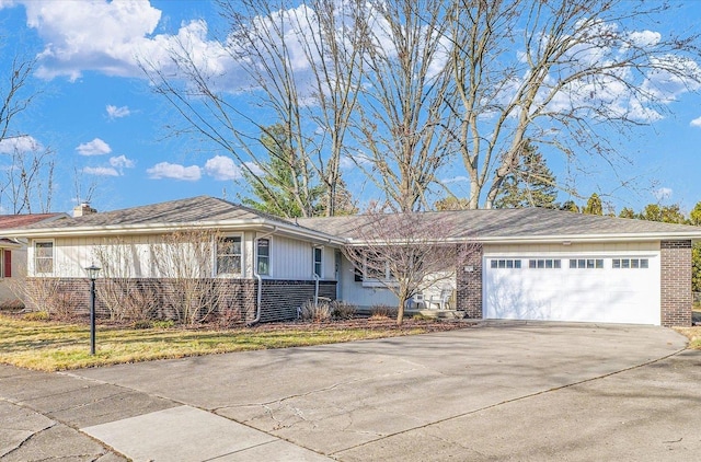 single story home with a garage