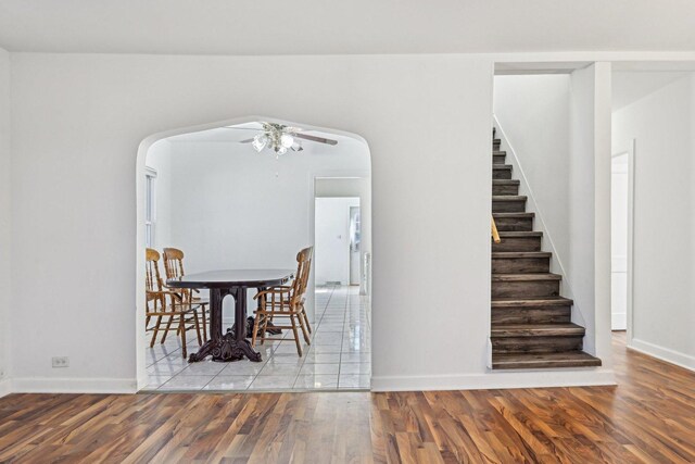 939 N Grace St, Lombard, IL 60148 - dining space featuring hardwood / wood-style flooring and ceiling fan