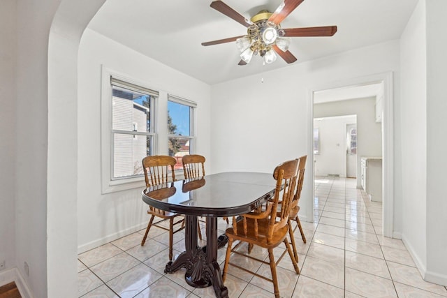 939 N Grace St, Lombard, IL 60148 - tiled dining area with ceiling fan