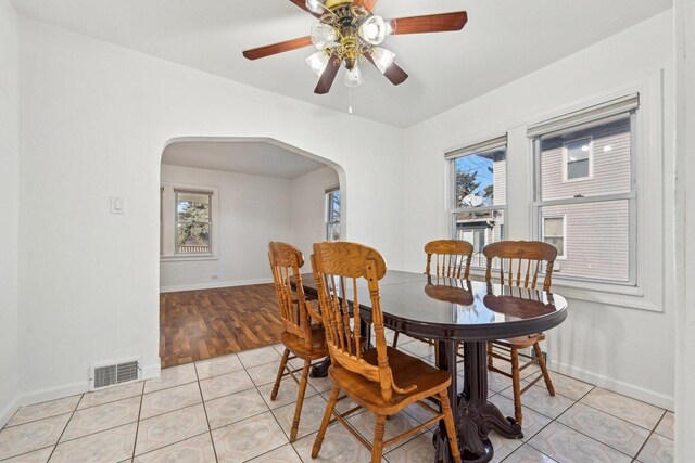939 N Grace St, Lombard, IL 60148 - dining room with light tile patterned flooring, ceiling fan, and plenty of natural light