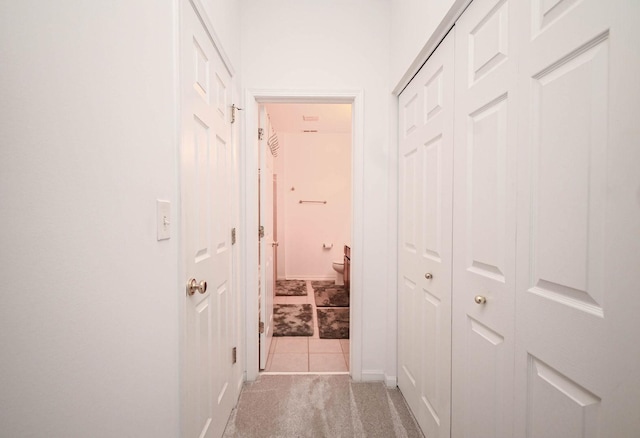 hallway with carpet flooring