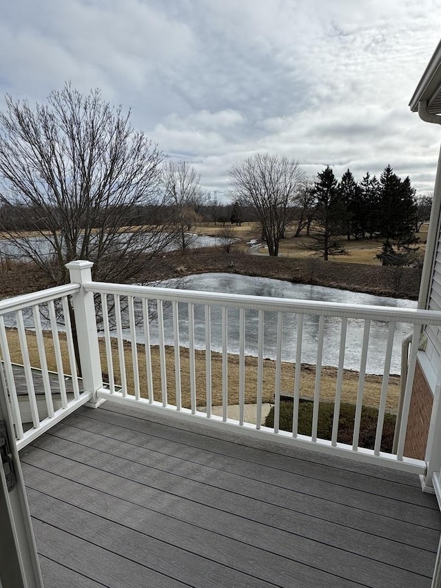 deck with a water view