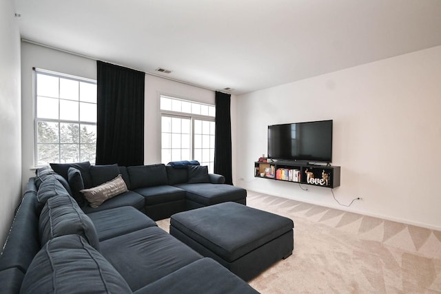 living room featuring carpet floors