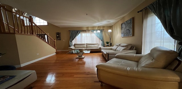 living room featuring hardwood / wood-style flooring