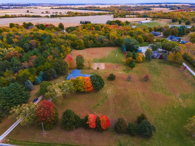 drone / aerial view with a rural view