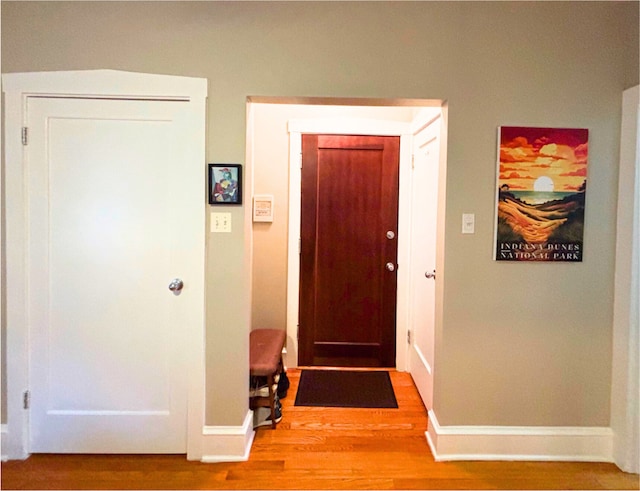 interior space with hardwood / wood-style flooring