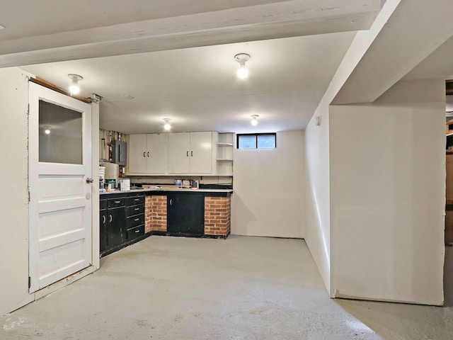 kitchen with white cabinets