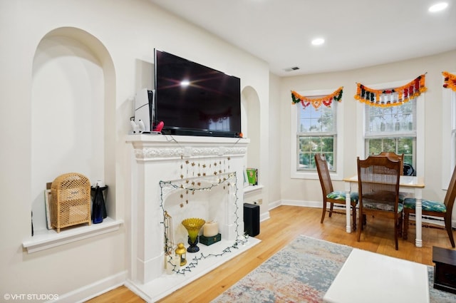 living room featuring light hardwood / wood-style floors