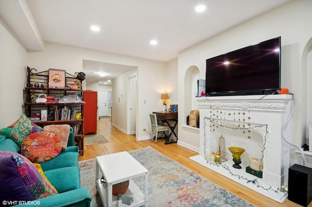 living room featuring light hardwood / wood-style floors