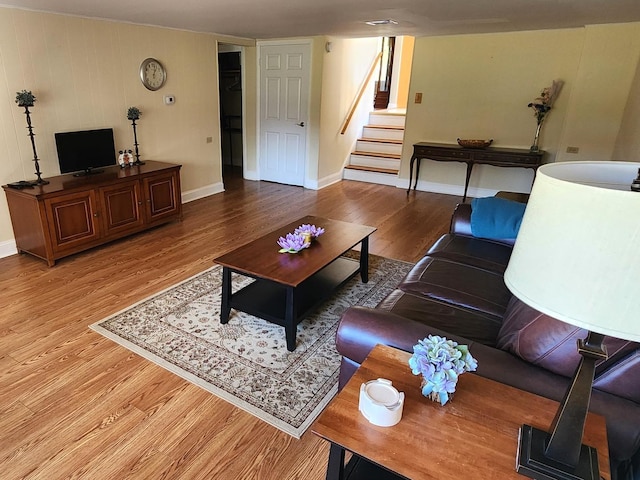 living room with wood-type flooring