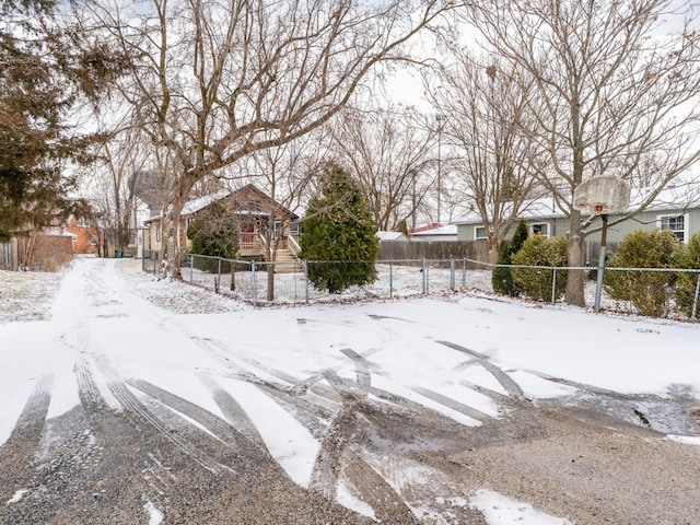 view of yard covered in snow