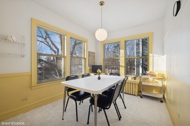 dining space with radiator