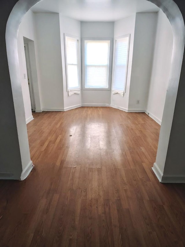 interior space with dark hardwood / wood-style floors