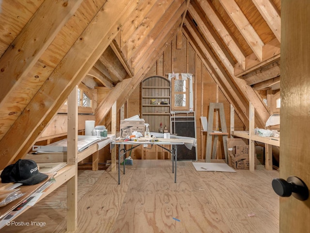 view of unfinished attic