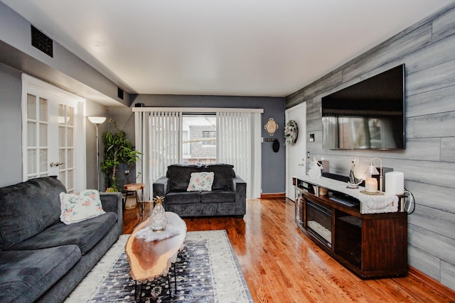 living room featuring light hardwood / wood-style flooring