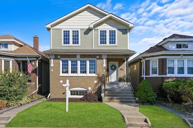 view of property with a front lawn