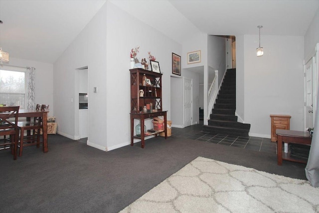 interior space with lofted ceiling