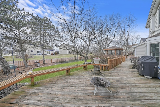 deck featuring grilling area