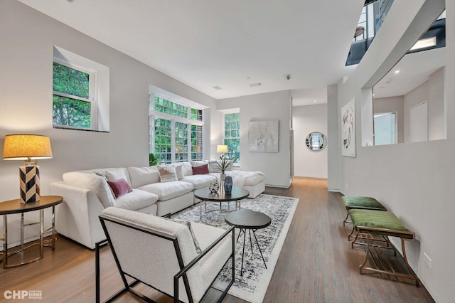 living room featuring hardwood / wood-style flooring