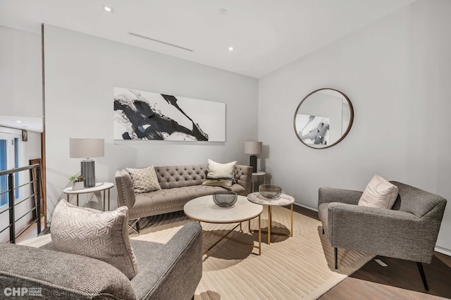 living room featuring light hardwood / wood-style flooring