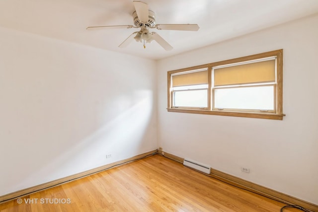 unfurnished room featuring wood-type flooring and ceiling fan