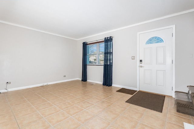 tiled foyer with crown molding