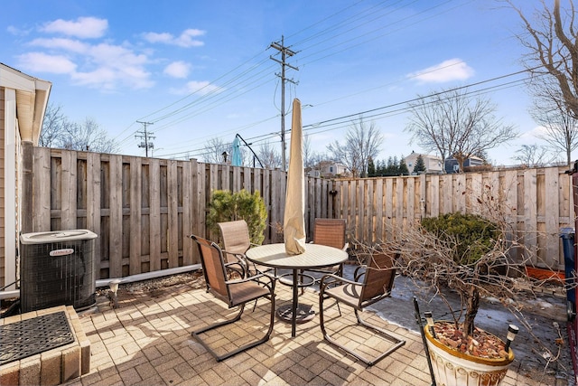 view of patio / terrace featuring central air condition unit