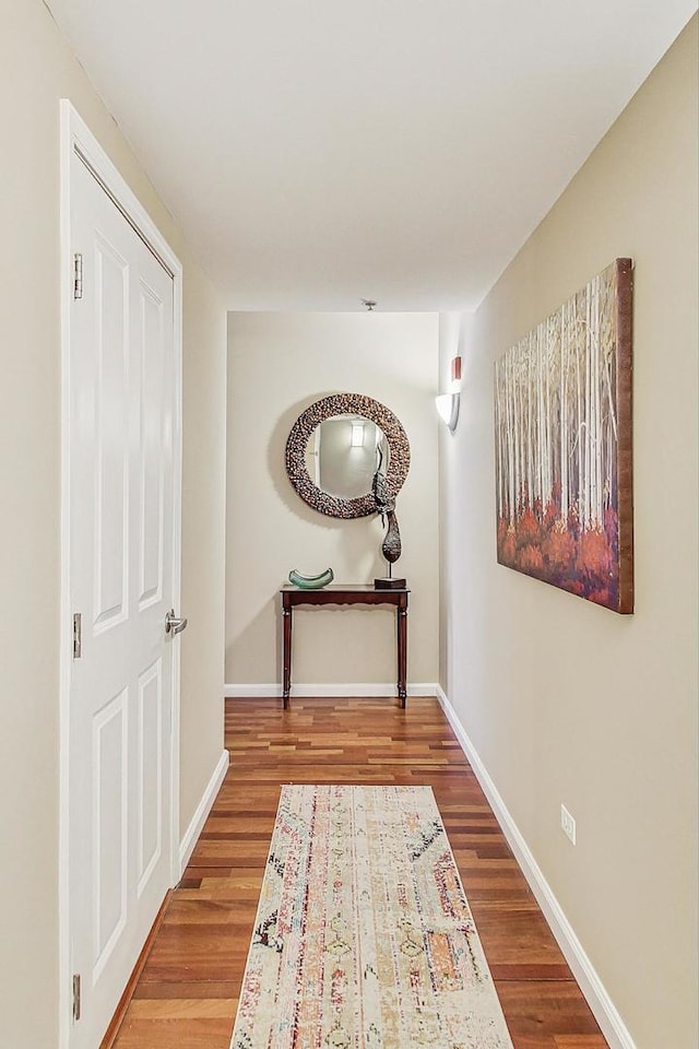 hallway featuring wood-type flooring