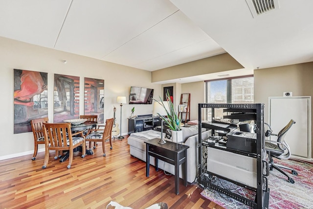 living room with wood-type flooring