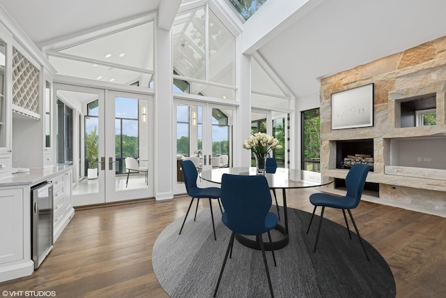 28 Brinker Rd, Barrington Hills, IL 60010 - sunroom / solarium with french doors, wine cooler, and lofted ceiling