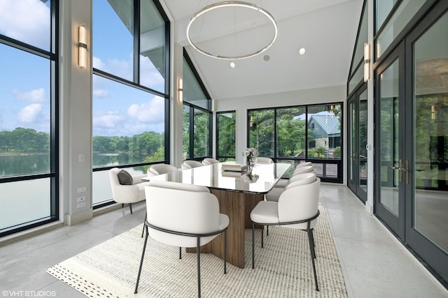 28 Brinker Rd, Barrington Hills, IL 60010 - sunroom / solarium featuring high vaulted ceiling, healthy amount of natural light, expansive windows, and french doors