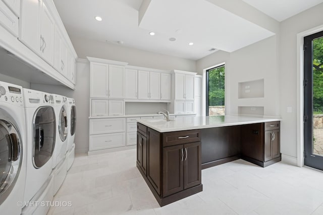 28 Brinker Rd, Barrington Hills, IL 60010 - laundry room featuring washer and dryer, cabinet space, healthy amount of natural light, and recessed lighting