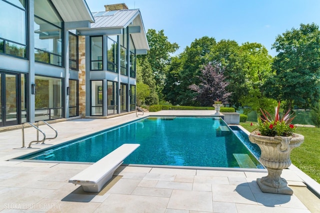28 Brinker Rd, Barrington Hills, IL 60010 - outdoor pool with a patio and a diving board