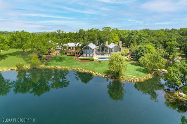 28 Brinker Rd, Barrington Hills, IL 60010 - view of subject property with a nearby body of water and a heavily wooded area