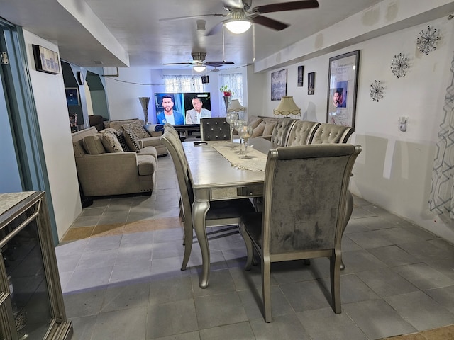 dining room with tile patterned floors