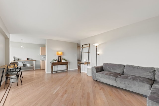 living room with light hardwood / wood-style floors