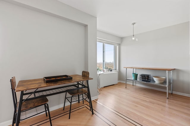 dining room with light hardwood / wood-style floors