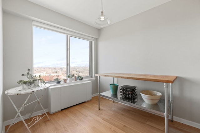 office space with light hardwood / wood-style floors