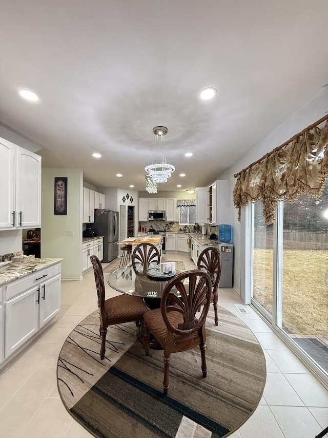 view of tiled dining room