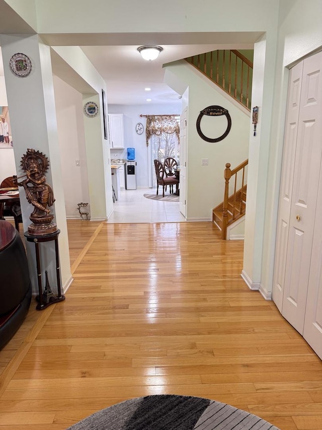 hall featuring light wood-type flooring