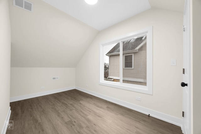 additional living space with lofted ceiling and wood-type flooring