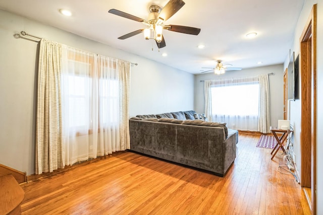 living room with hardwood / wood-style flooring