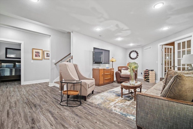 living room featuring hardwood / wood-style flooring