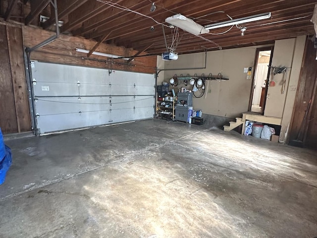 garage with a garage door opener