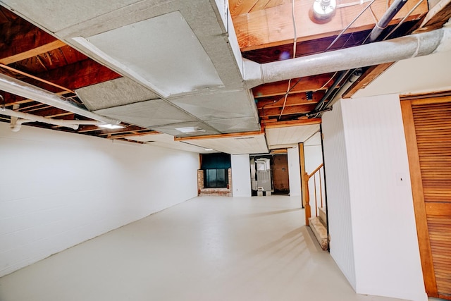 basement with heating unit