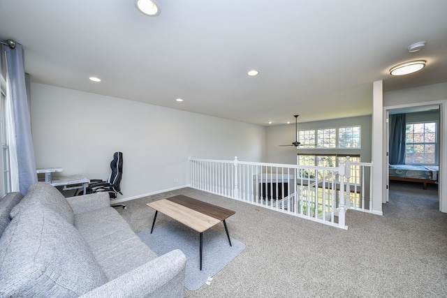 living room featuring carpet flooring