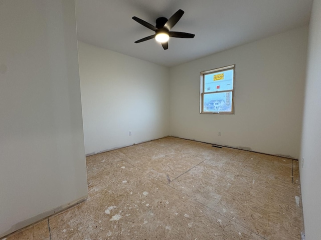 spare room featuring ceiling fan